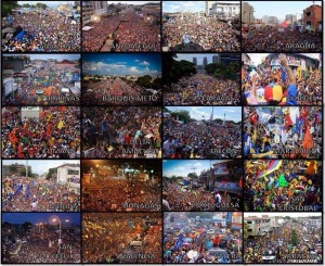 Imagem dos protestos nas mais variadas cidades da Venezuela
